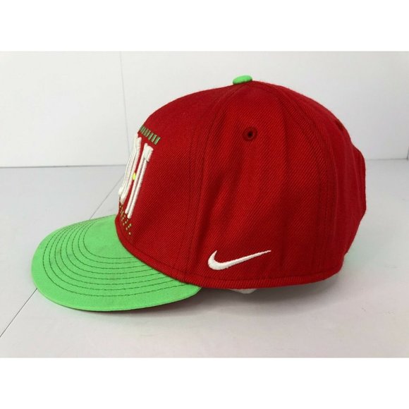 Nike True Snap Back Hat Just Do It Green Red Baseball Cap One Size - Picture 2 of 8